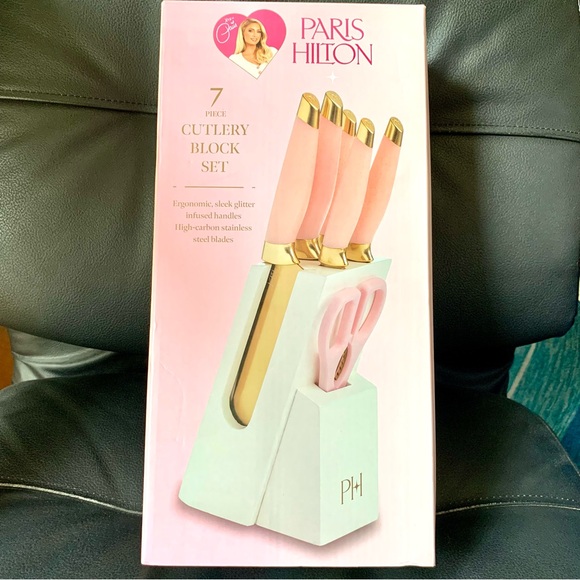 Paris Hilton Other - Paris Hilton 7-Piece Cutlery Block Set Pink Ergonomic, Stainless Steel Blades
